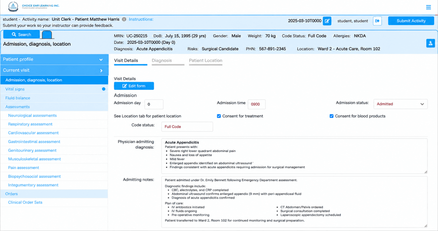 Unit Clerk Training – Hands-On EHR